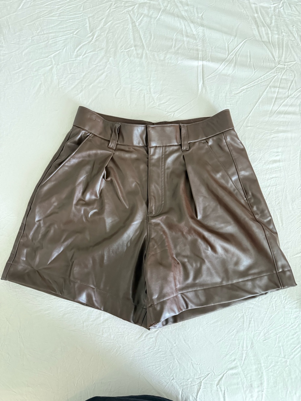 Abercrombie & Fitch Brown Faux Leather High-Rise Shorts